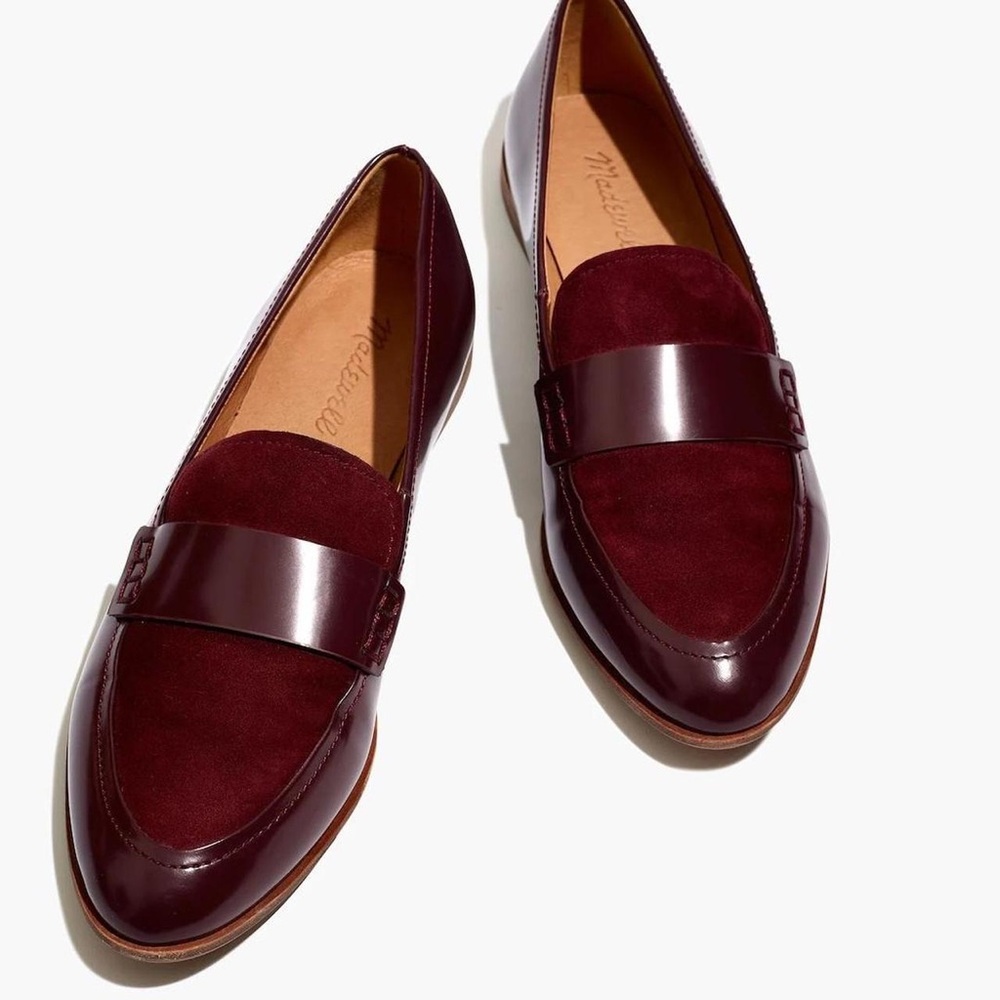 Madewell Alex Suede & Leather Loafers, Maroon Size 7
